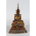A Ratnakosin Seated Figure of Buddha, Thailand, 19th century, bronze, lacquered and gilt, seated