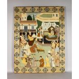 A Mughal Emperor Seated in a Pavilion, Northern India, 20th century, surrounded by courtiers and