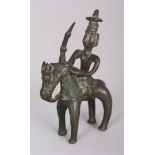 A Bronze Figure of a Deity on Horseback, Probably Deccan, Southern India, circa 18th century,