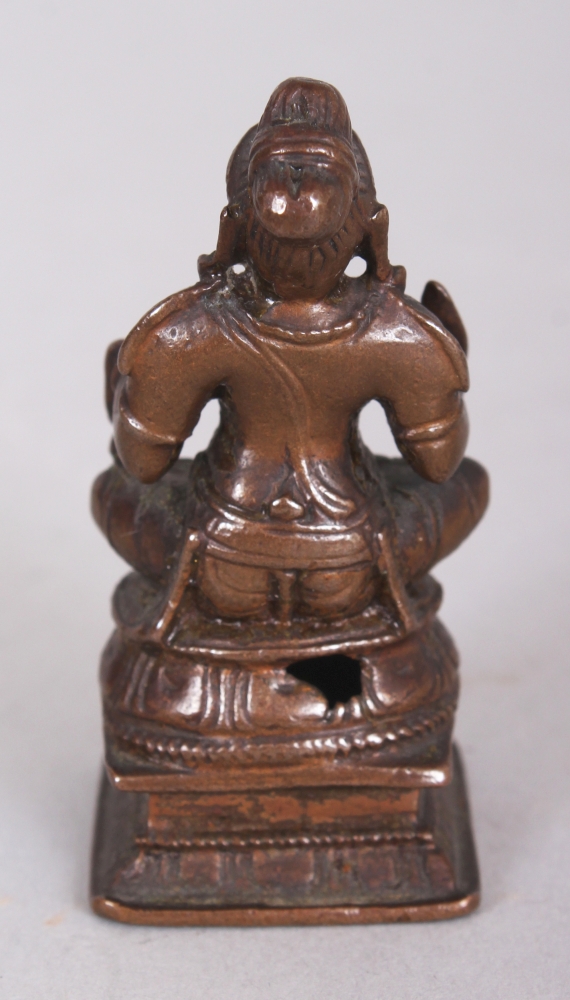 A Bronze Figure of a Tamil Saint, South India, 19th century, the bearded figure seated in - Image 3 of 8