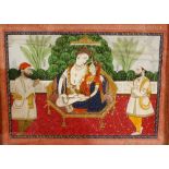 Siva and Parvati Enthroned, Pahari, probably Guler, circa 1800, gouache with gold on paper, laid