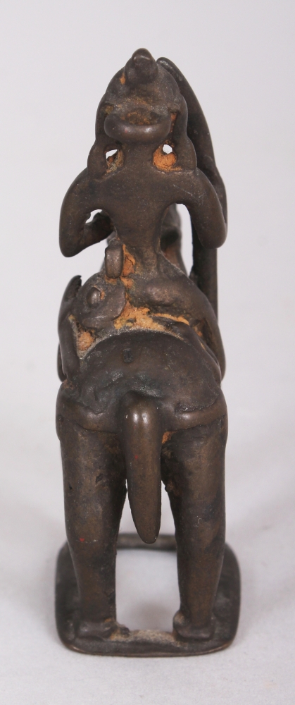 A Bronze Figure of a Deity on Horseback, Eastern India, circa 18th century, holding a spear in his - Image 4 of 9