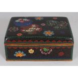 AN EARLY 20TH CENTURY JAPANESE RECTANGULAR CLOISONNE BOX & COVER, 4.2in x 3.1in x 1.6in high.