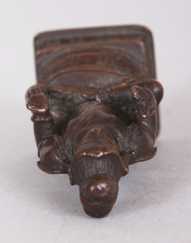 A Bronze Figure of a Tamil Saint, South India, 19th century, the bearded figure seated in - Image 7 of 8