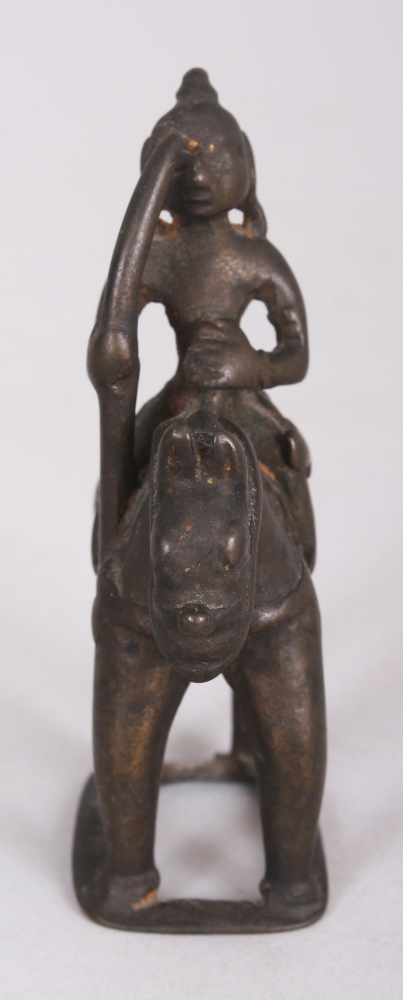 A Bronze Figure of a Deity on Horseback, Eastern India, circa 18th century, holding a spear in his - Image 2 of 9