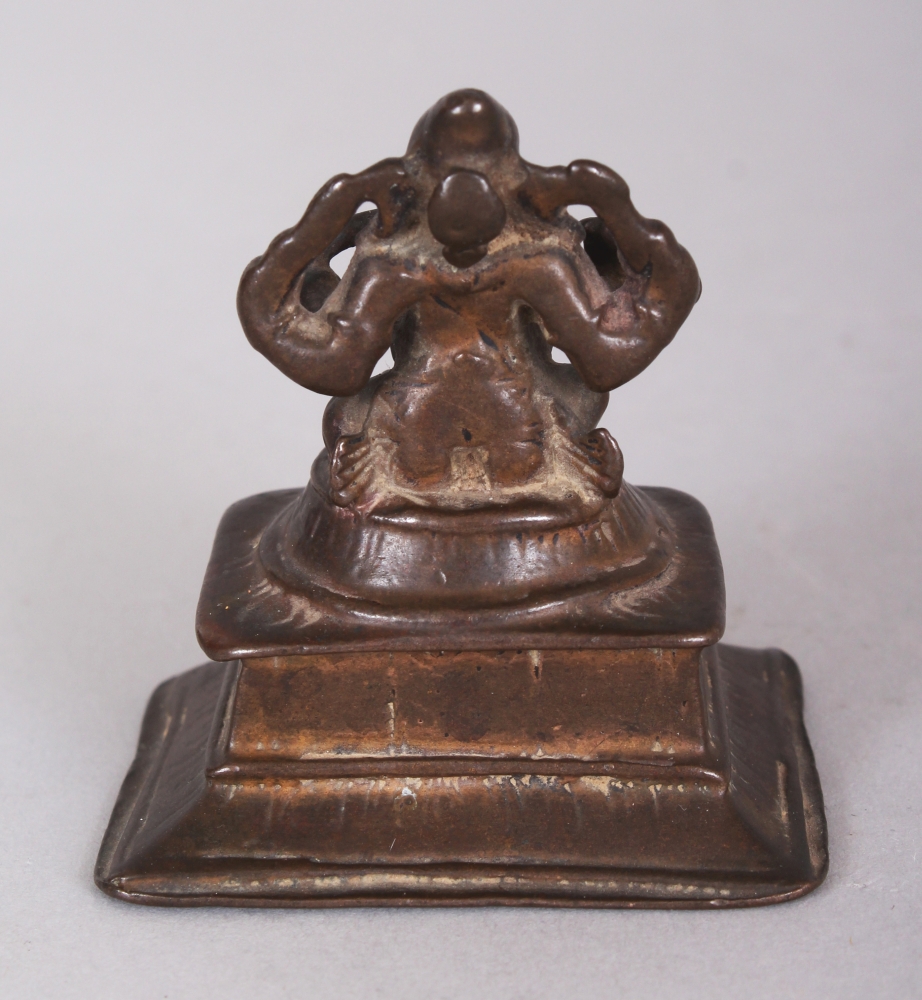 A Small Bronze Figure of Ganesha, South India, 17th/18th century, the pot-bellied elephant-headed - Image 3 of 7