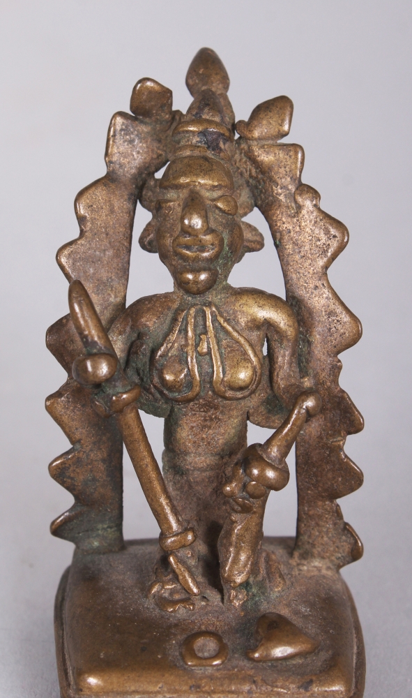A Small Tribal Bronze Figure of Durga Slaying the Buffalo Demon (Mahisasuramardini), Deccan, - Image 5 of 7