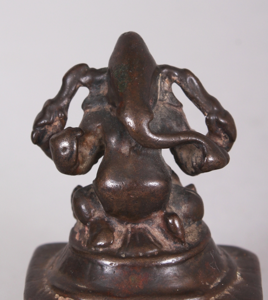 A Small Bronze Figure of Ganesha, South India, 17th/18th century, the pot-bellied elephant-headed - Image 5 of 7