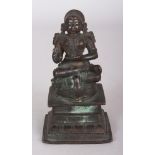 A Bronze Figure of a Tamil Saint, South India, 18th/19th century, seated in sattvasana on a raised
