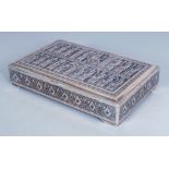AN EARLY/MID 20TH CENTURY PERSIAN RECTANGULAR SILVER BOX, weighing approx. 295gm, the cover with