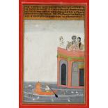 A Scene From a Ragamala Series, Jaipur, Rajasthan, India, late 18th century, gouache with gold on