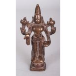 A Small Bronze Figure of Vishnu, Tamil Nadu, South India, 16th/17th century, the four-armed deity