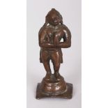 A Small Bronze Figure of Hanuman, Tamil Nadu, South India, circa 18th century, the monkey-headed