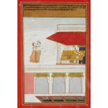 A Scene From a Ragamala Series, Jaipur, Rajasthan, India, late 18th century, gouache with gold on