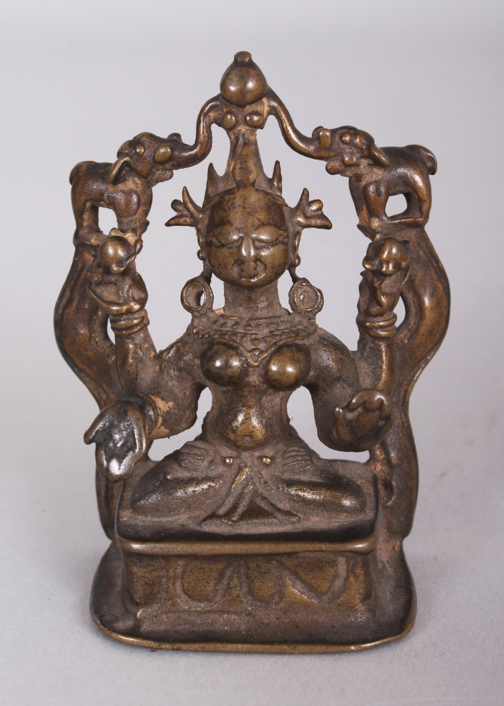 A Bronze Figure of Gajalakshmi, Western India, circa 15th/16th century, the four-armed goddess