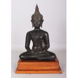 A Bronze Figure of Buddha, Chen Sen Style, Northern Thailand, circa 15th century, seated in