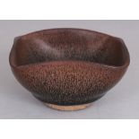 A CHINESE SONG STYLE JIAN WARE HARE'S FUR CERAMIC BOWL, the glaze falling short of the foot, 3.