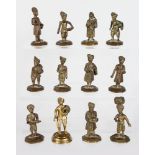 Twelve Small Brass Figures of Characters and Tradesmen, probably Punjab, Northern India, circa 1900,