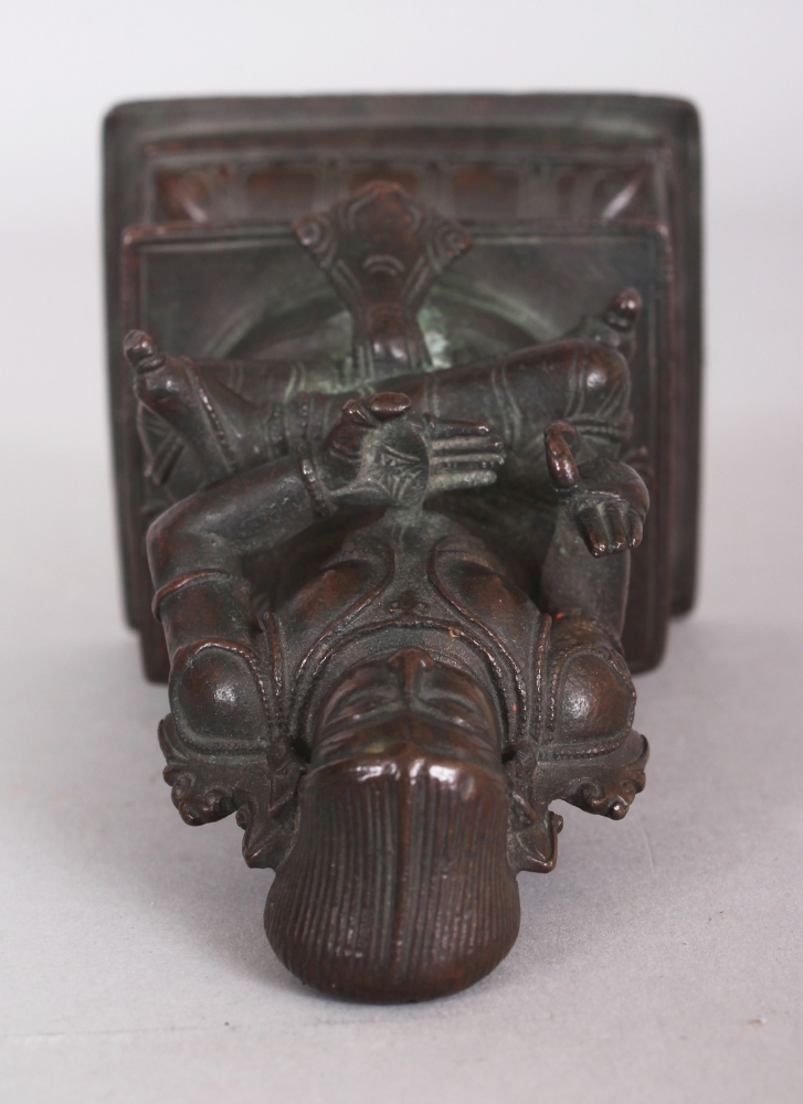 A Bronze Figure of a Tamil Saint, South India, 18th/19th century, seated in sattvasana on a raised - Image 7 of 8