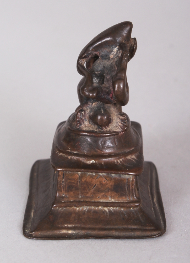 A Small Bronze Figure of Ganesha, South India, 17th/18th century, the pot-bellied elephant-headed - Image 4 of 7