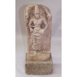 A Pallava Granite Stele, Tamil Nadu, South India, circa 8th century, carved in relief, with a figure