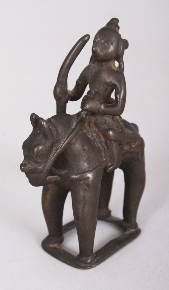 A Bronze Figure of a Deity on Horseback, Eastern India, circa 18th century, holding a spear in his