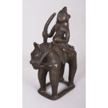 A Bronze Figure of a Deity on Horseback, Eastern India, circa 18th century, holding a spear in his