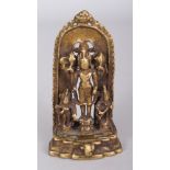 A Small Pala Brass Shrine Depicting Vishnu, Bengal, Eastern India, 11th/12th century, the four-armed