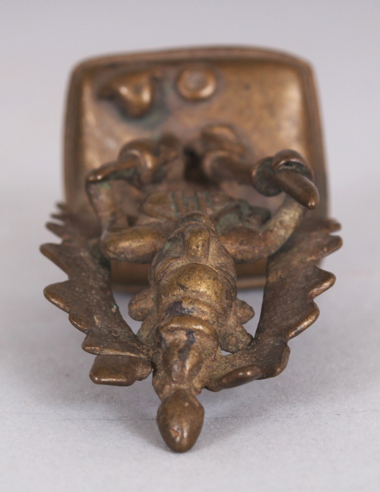 A Small Tribal Bronze Figure of Durga Slaying the Buffalo Demon (Mahisasuramardini), Deccan, - Image 6 of 7