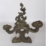 AN UNUSUAL CHINESE BRONZED METAL DRAGON ORNAMENT, the base with a four-character Qianlong mark, 11.