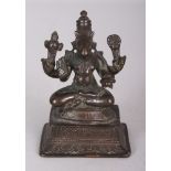 A Small Bronze Figure of Hayagriva, South India, circa 18th century, seated in sattvasana on