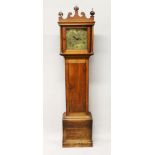 AN 18TH CENTURY OAK LONGCASE CLOCK, with eight-day movement, the engraved square brass dial with