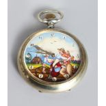 A LARGE EROTIC POCKET WATCH. 2.5ins diameter.