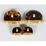 A GOOD PAIR OF DAMINI ASOLO 18CT GOLD TORTOISESHELL AND DIAMOND SET CLIPS AND EARRINGS.