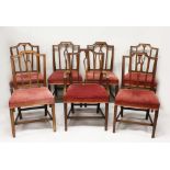 A SET OF SEVEN HEPPLEWHITE STYLE MAHOGANY DINING CHAIRS, early 20th century, with shaped backs,