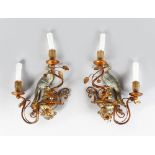 A SUPERB PAIR OF MAISON BAGUES CRYSTAL AND GILT METAL WALL SCONCES, 14.5ins high, excluding candles,