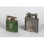 TWO DUNHILL LIGHTERS, one with shagreen cover.