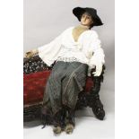 A 19TH CENTURY FRENCH LIFE SIZE FEMALE MANNEQUIN, with realistic papier mache head, with natural