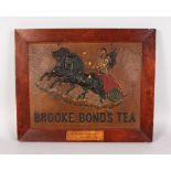 AN ORIGINAL ADVERTISEMENT, DATE 1880, for BROOKE BOND TEA, framed, the letters on reverse glazed.