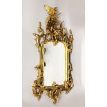 A CHINESE CHIPPENDALE STYLE GILT FRAMED MIRROR with Ho-Ho bird cresting. 4ft 8ins high x 2ft 0ins