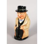 A ROYAL DOULTON WINSTON CHURCHILL TOBY JUG. 9ins high.