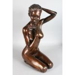 LIVINGSTONE A BRONZE KNEELING FEMALE NUDE, limited edition 1/17. 22ins high.