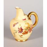 A ROYAL WORCESTER JUG, painted with flowers, Pattern No: 1094 5in high