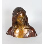 FRANCOIS RAOUL LARCHE (1860-1912) FRENCH A GOOD TWO-COLOUR BRONZE BUST, head and shoulders of a