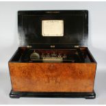 A SUPERB LARGE 19th CENTURY WALNUT CASED MUSICAL BOX with orchestral movement playing eight airs