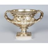 A SUPERB VICTORIAN SILVER MODEL OF THE WARWICK VASE. 11ins high. 10ins diameter. LONDON 1848. Maker: