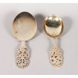 A PAIR OF .830 SILVER SWEDISH SPOONS.