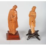 TWO CHINESE REPUBLIC CARVED BOXWOOD FIGURES. 6ins high.