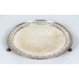 A VICTORIAN CHASED CIRCULAR SALVER, engraved and dated 1874. 12ins diameter. London 1870. Makers: