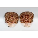 A LARGE PAIR OF PIERCED TORTOISESHELL HEAD COMBS. 10ins long x 9ins wide.